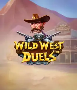  Step into the rugged world of "Wild West Duels" by Pragmatic Play, featuring a gritty gunslinger ready for a showdown. The image shows a stern cowboy with crossed pistols, set against a dusty Western town. His focused expression and detailed attire capture the essence of the Old West. The game's title is boldly presented in a striking font, adding to the exciting theme. 